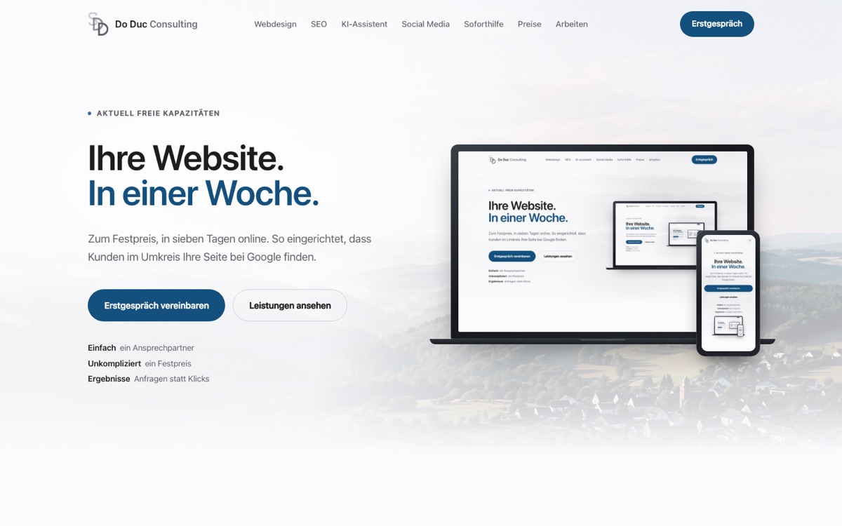 Die Startseite von Do Duc Consulting auf einem Laptop